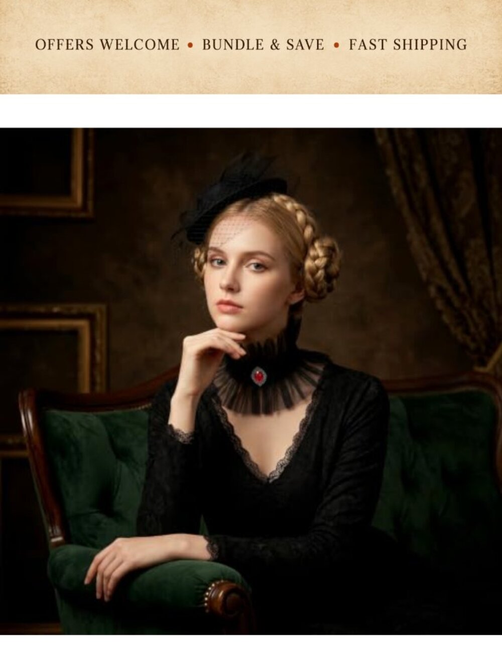 Gothic Ruffle Collar Victorian Renaissance Neck Accessory - Picture 3 of 6